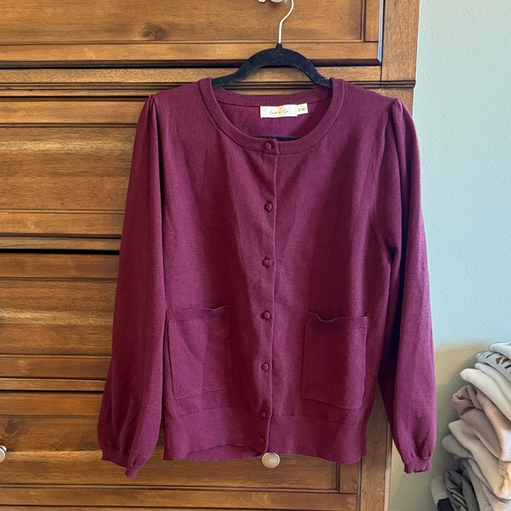 Burgundy Button-Up Cardigan